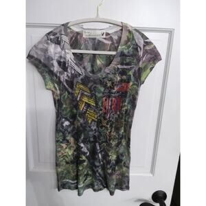 $Vintage Havana. Women's lightweight  t-shirt International design Camo studded